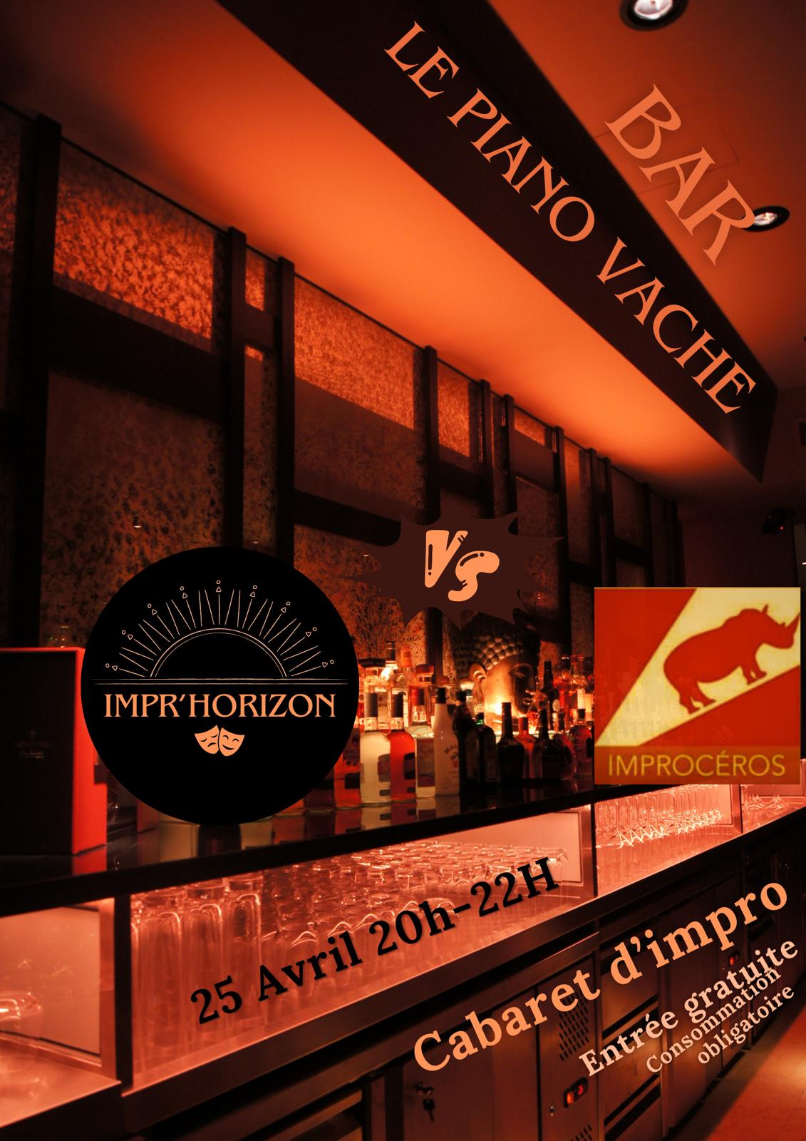 Bar Le Piano Vâche

Impr'horizon
Les Improcéros

25 Avril
20h - 22h

Le Piano Vache: 8 rue Laplace, 75005 Paris

Entrée gratuite, Consommation obligatoire